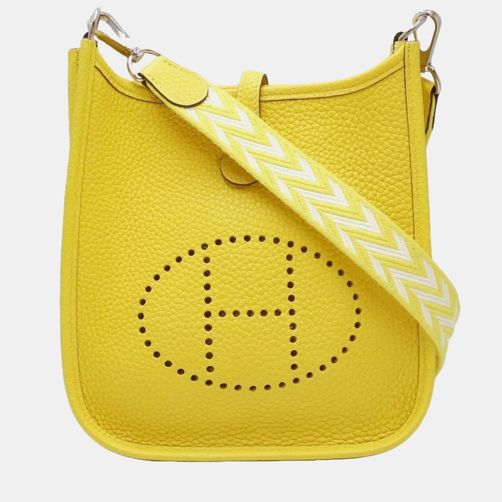 Herm?s HERMES Evelyn TPM Crossbody Shoulder Bag Taurillon Clemence Jaune Naple 450189