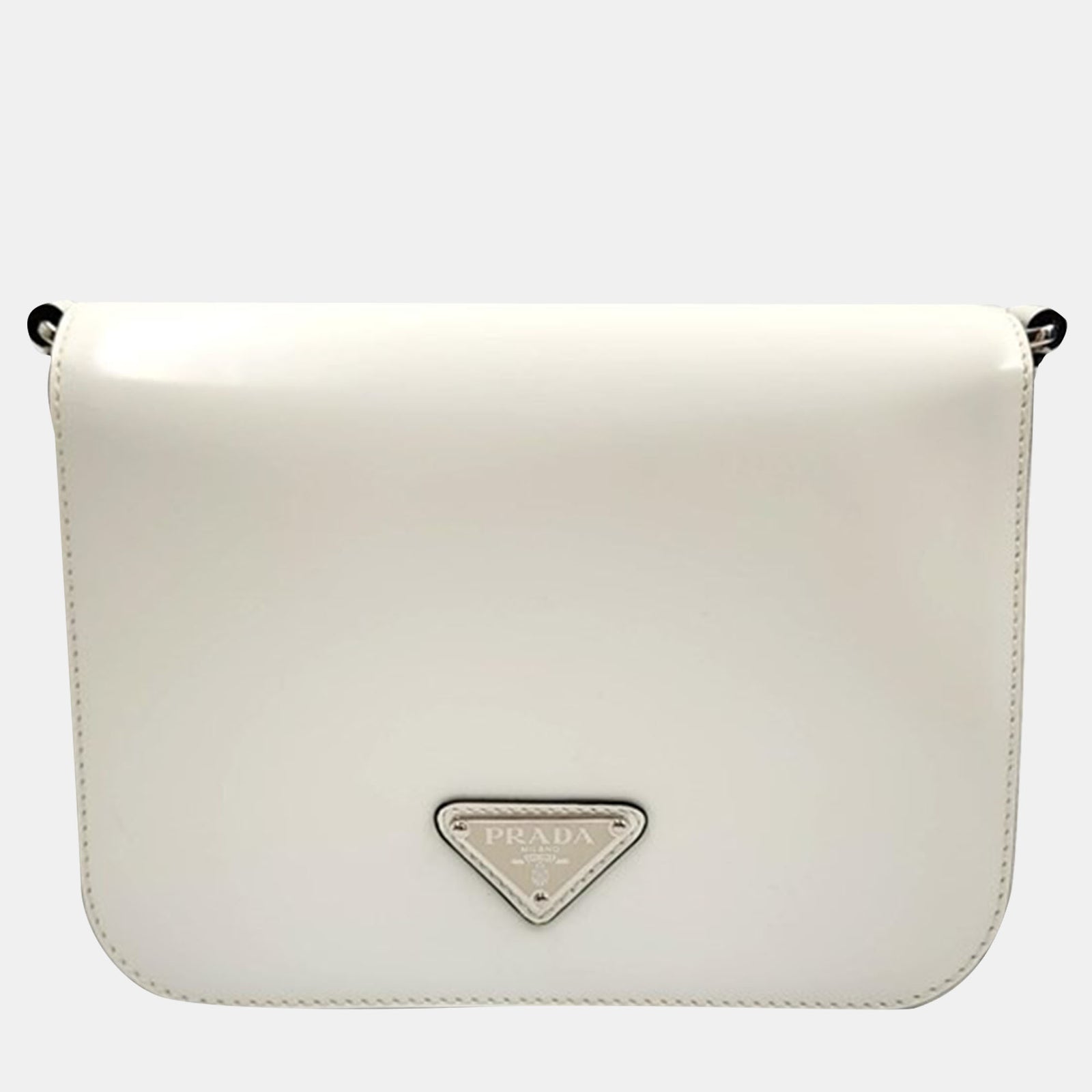 Prada Off White Leather Flap Shoulder Bag