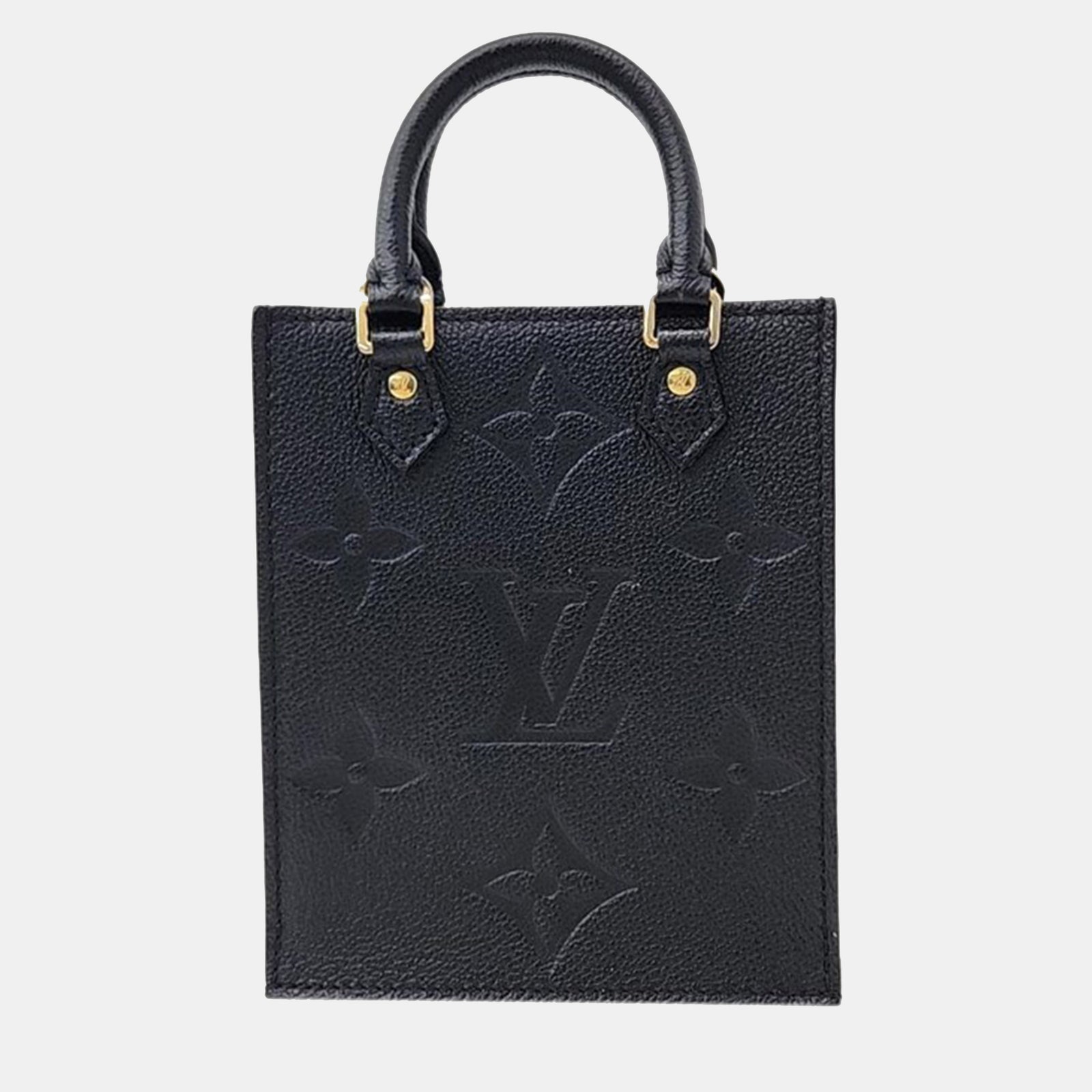 Louis Vuitton Sac fourre-tout Petit Sac Plat en cuir Empriente géant à monogramme noir