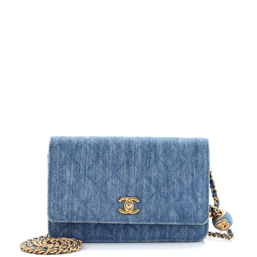 CHANEL Pearl Crush Wallet on Chain Quilted Denim