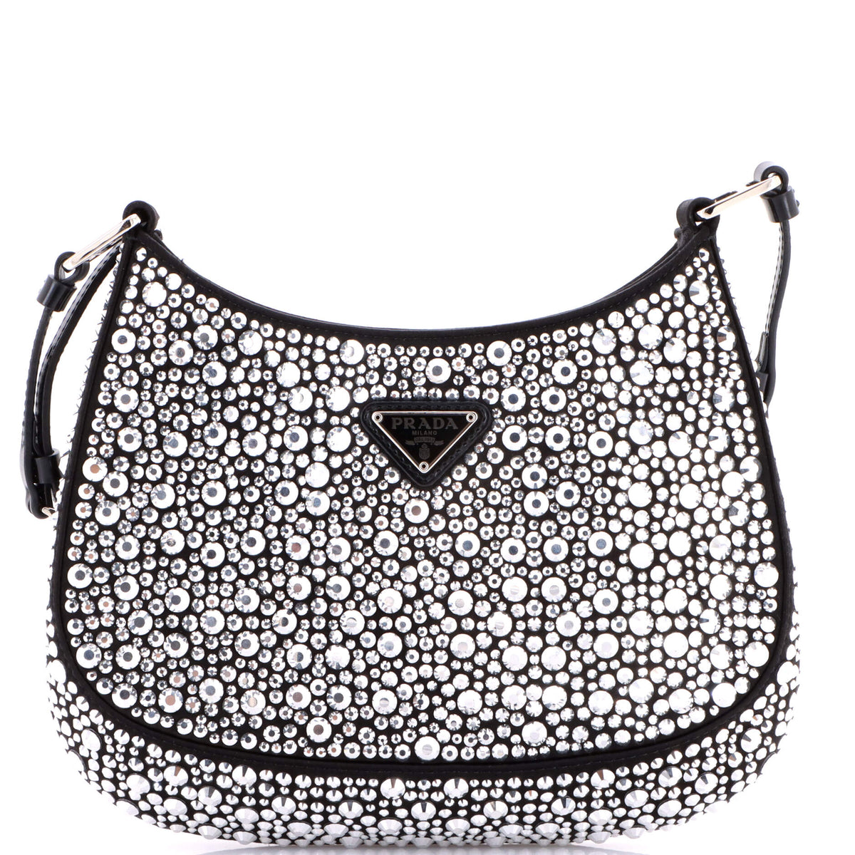 Prada PRADA Cleo Shoulder Bag Crystal Embellished Satin Small