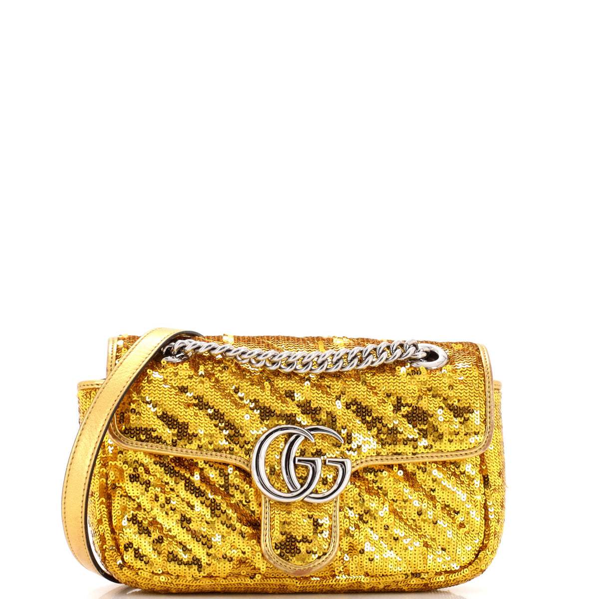 Gucci GUCCI GG Marmont Flap Bag Diagonal Quilted Sequins Mini