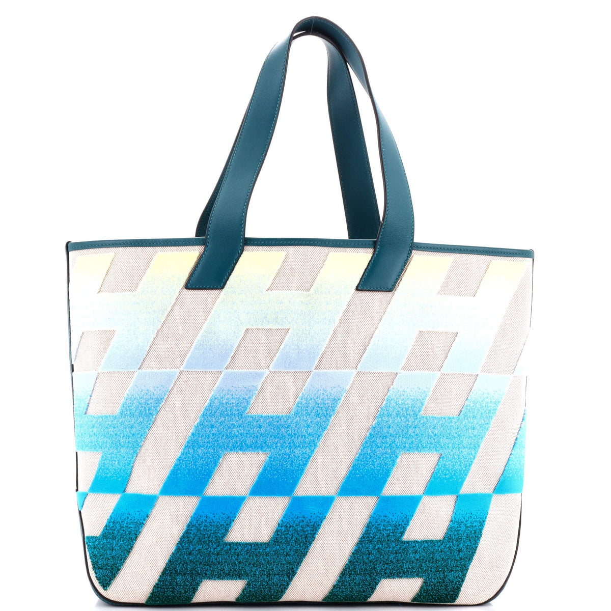 Hermès Cabas H en Biais Tote Tufted Motif Canvas with Leather 40