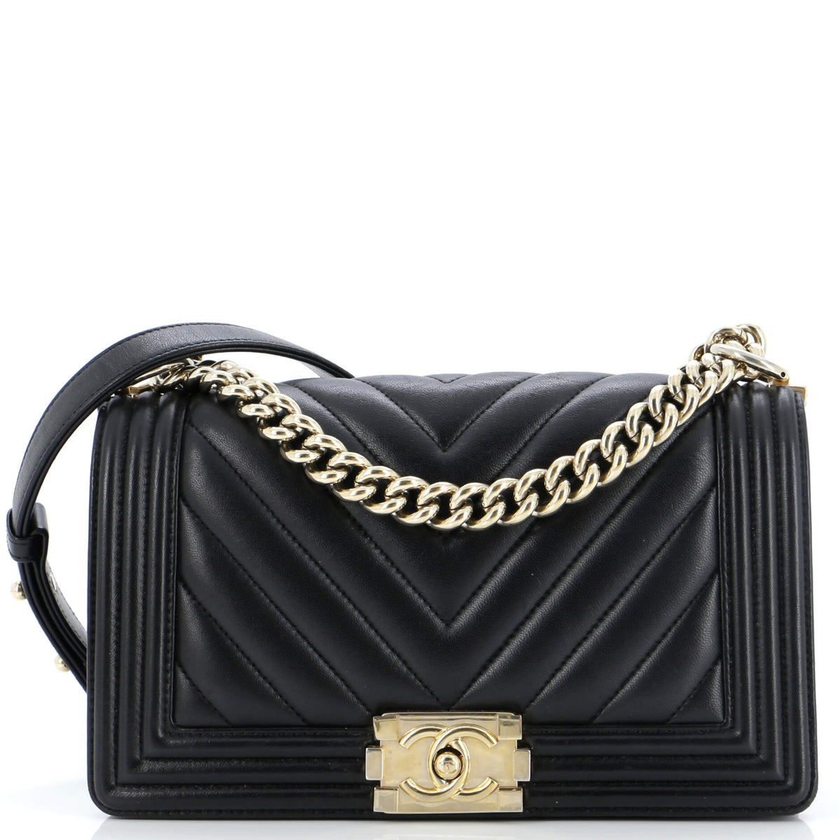 Chanel CHANEL Boy Flap Bag Chevron Calfskin Old Medium