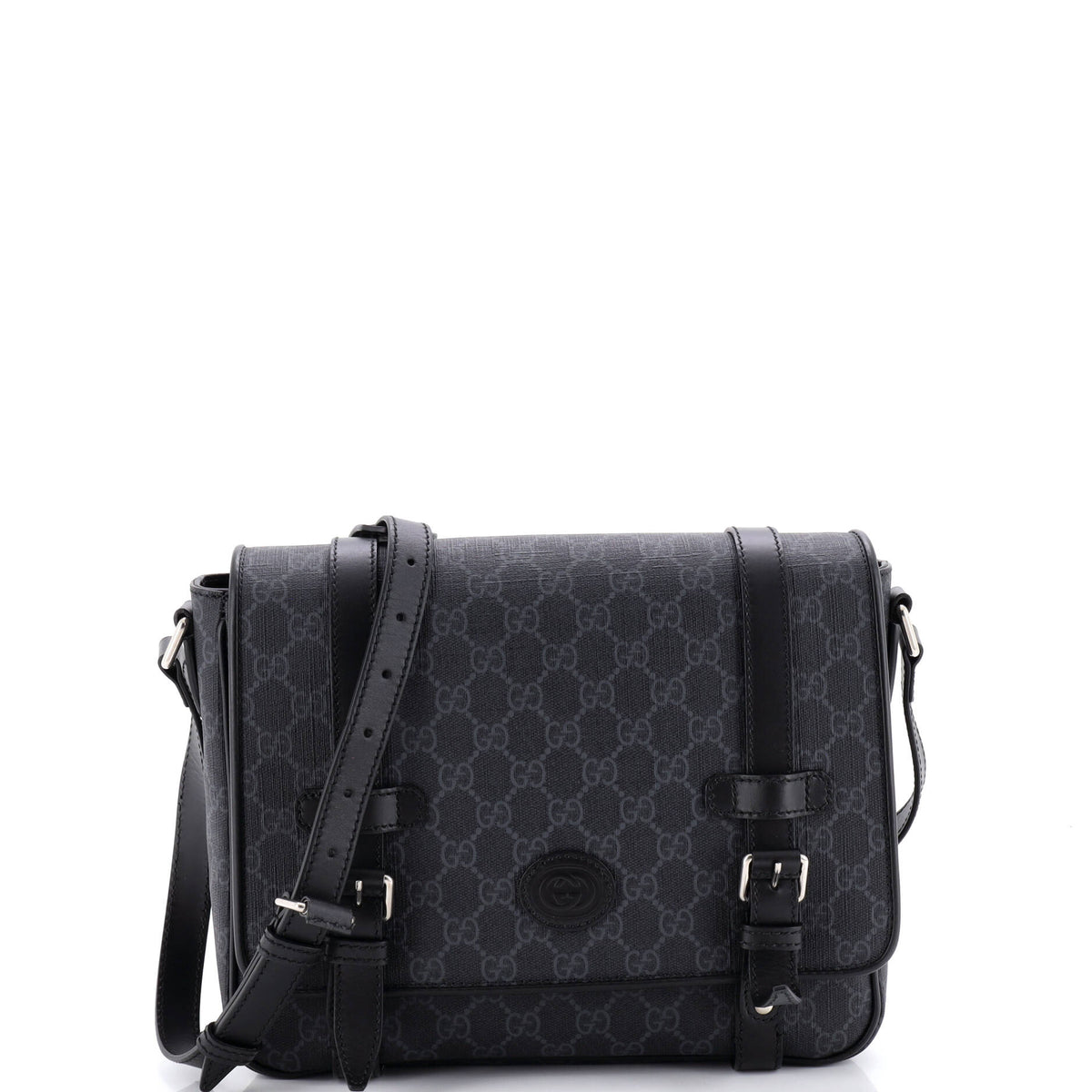Gucci GUCCI Interlocking G Patch Messenger Bag GG Coated Canvas with Leather Medium