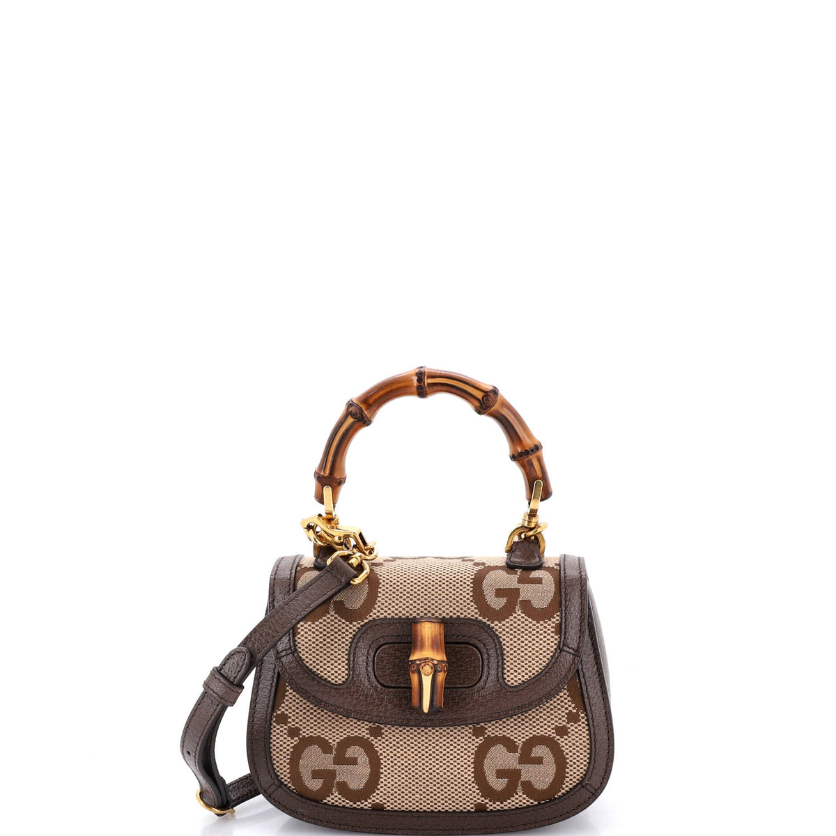 Gucci GUCCI Bamboo 1947 Top Handle Bag Jumbo GG Canvas Mini