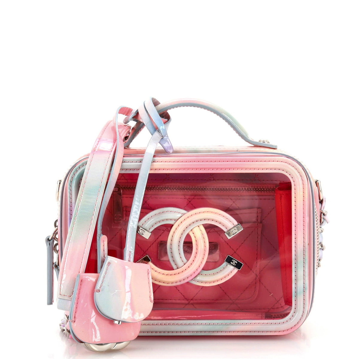 Chanel CHANEL Filigree Vanity Case PVC with Lambskin Small