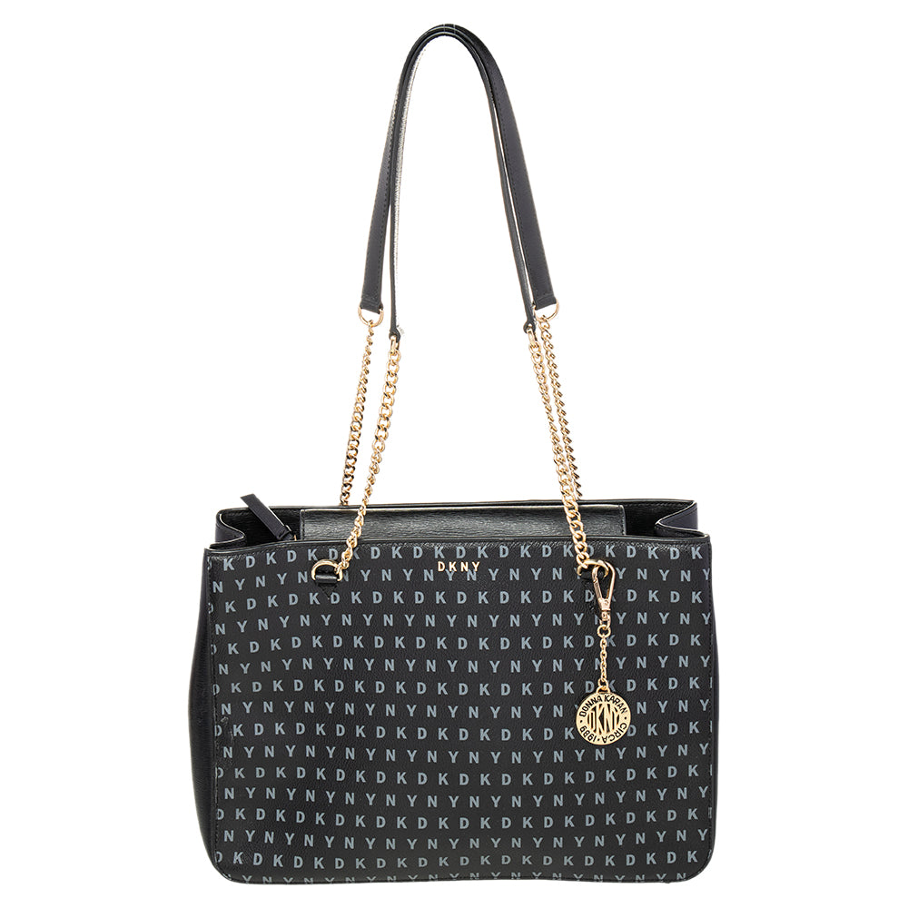 DKNY DKNY Black Signature Leather Chain Tote