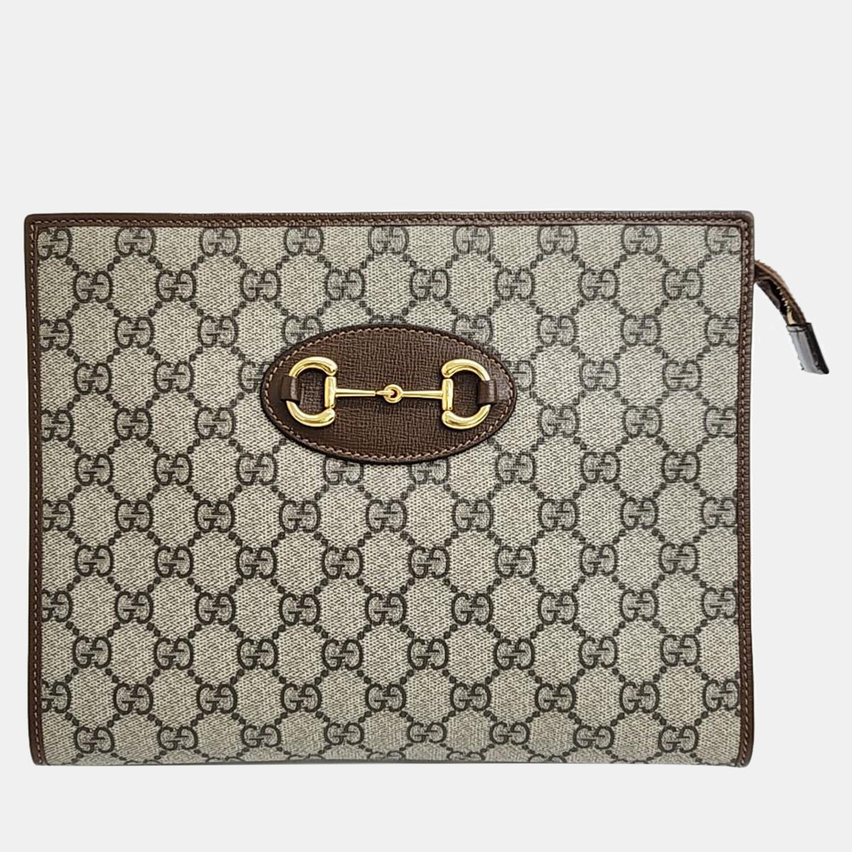 Gucci Beige PVC Leather Horsebit Clutch