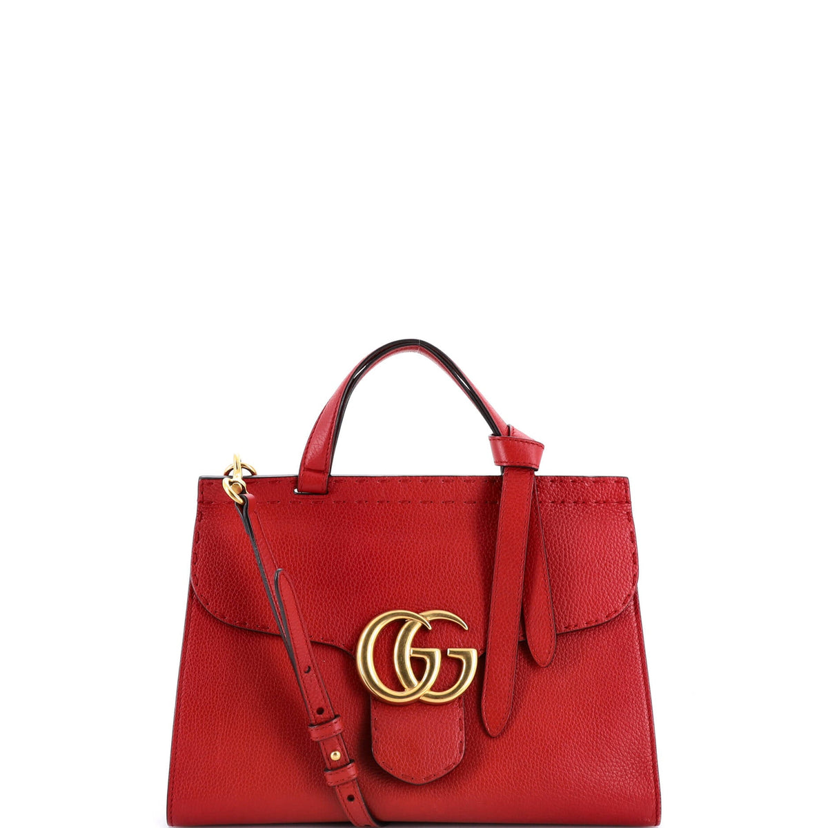 Gucci GUCCI GG Marmont Top Handle Bag Leather Small