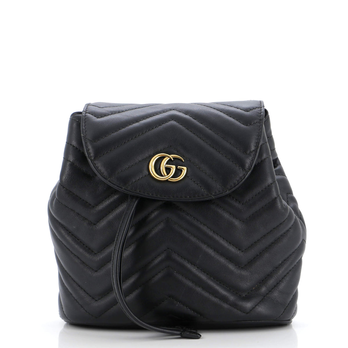 Gucci GUCCI GG Marmont Drawstring Backpack Matelasse Leather Mini