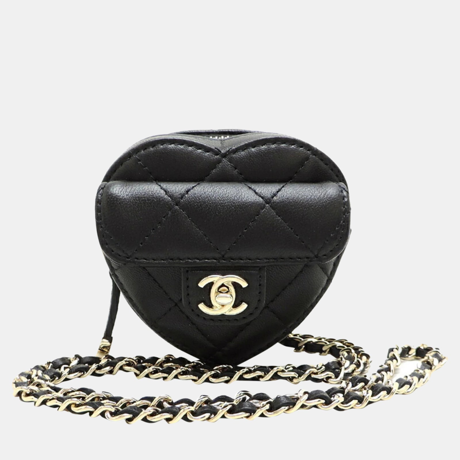 Chanel Mini sac CC In Love Heart en cuir d'agneau noir