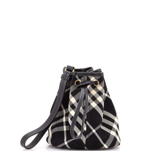 Wristlet Bucket Bag Check Canvas Mini