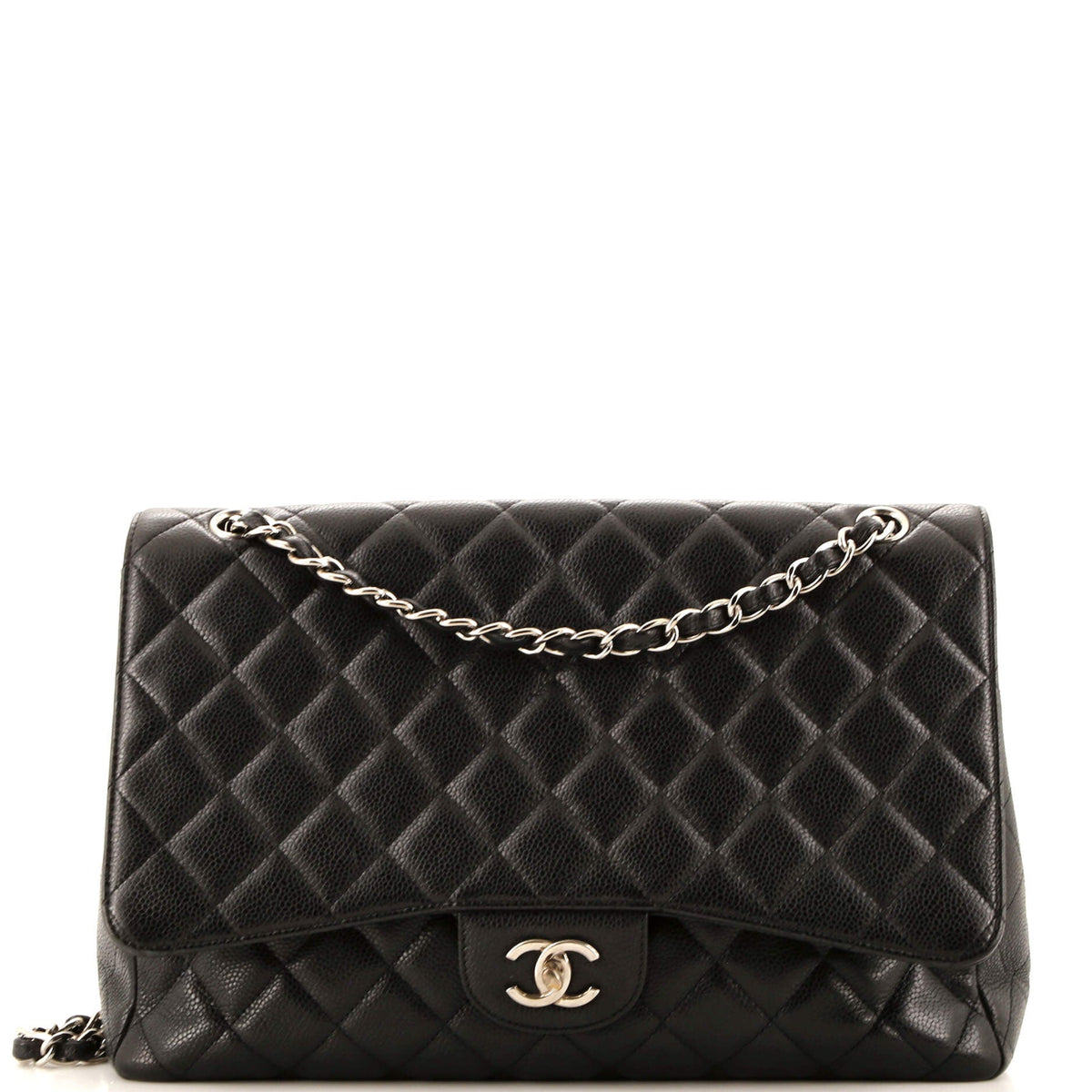 Chanel CHANEL Vintage Classic Single Flap Bag Quilted Caviar Maxi