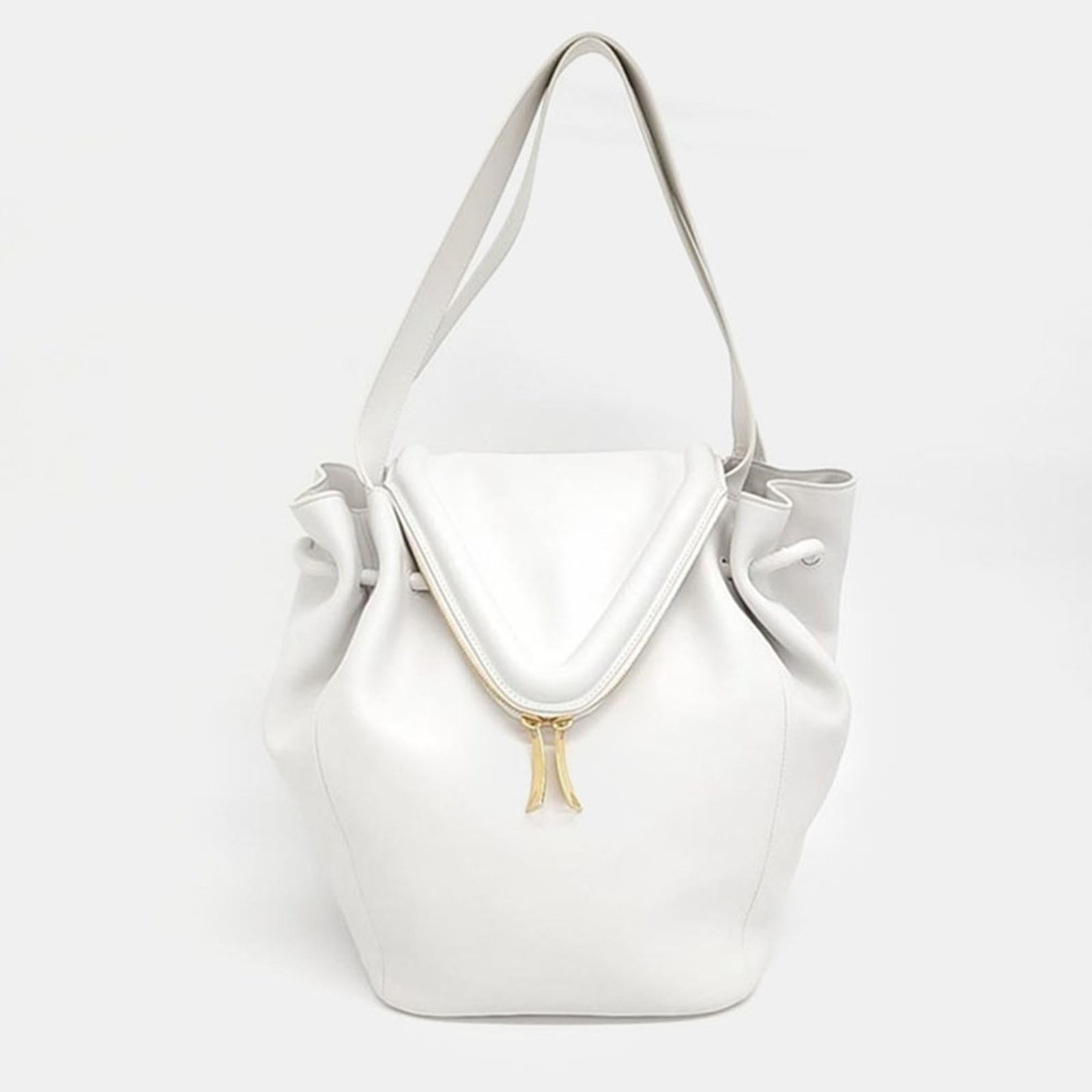 Bottega Veneta White Leather Beak Tote Bag