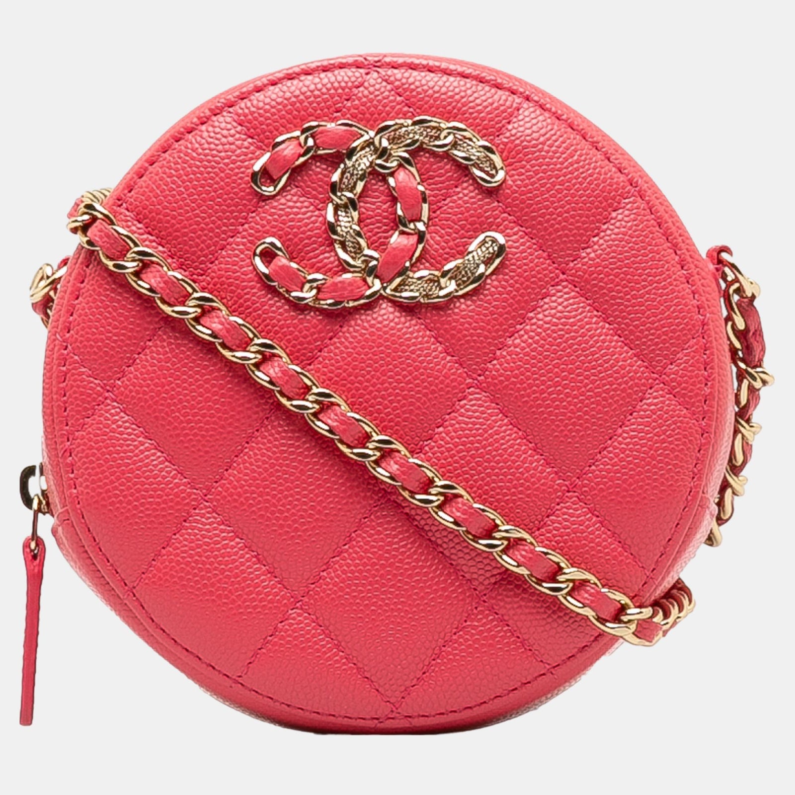 Chanel Pochette Caviar Rose 19 Rondes Avec Chaîne