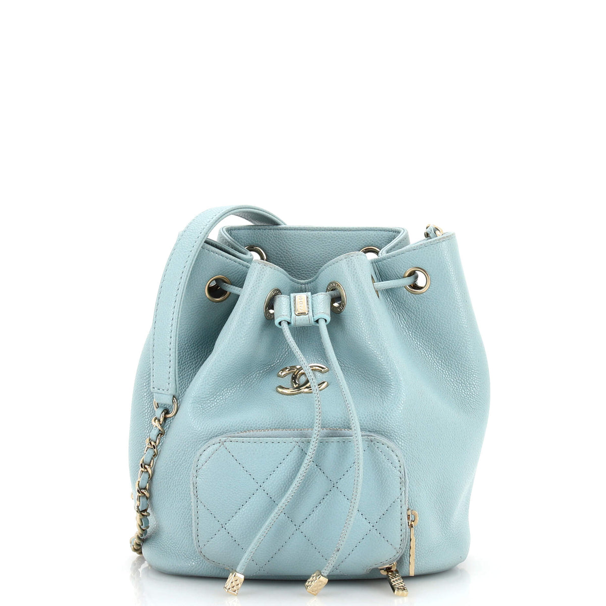 Chanel CHANEL Business Affinity Drawstring Bucket Bag Quilted Caviar Small