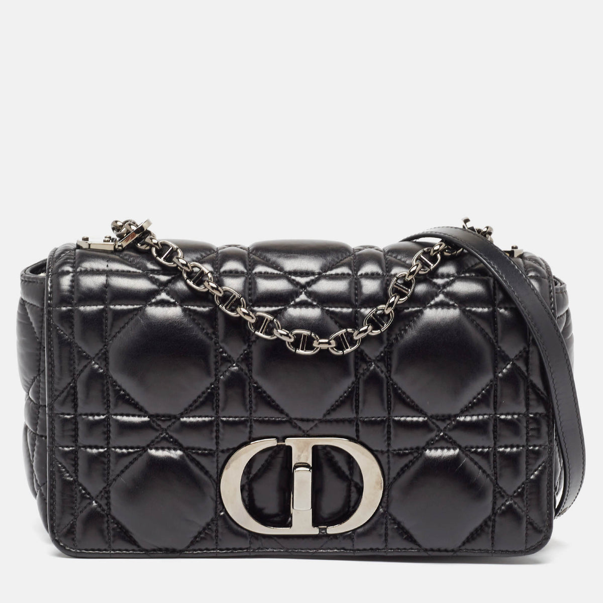 Dior Black Cannage Leather Medium Caro Shoulder Bag