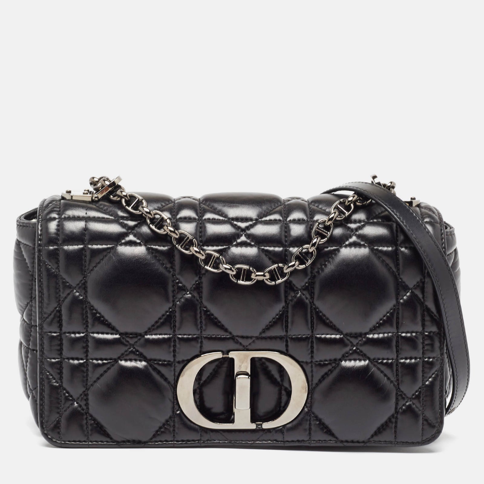 Dior Black Cannage Leather Medium Caro Shoulder Bag