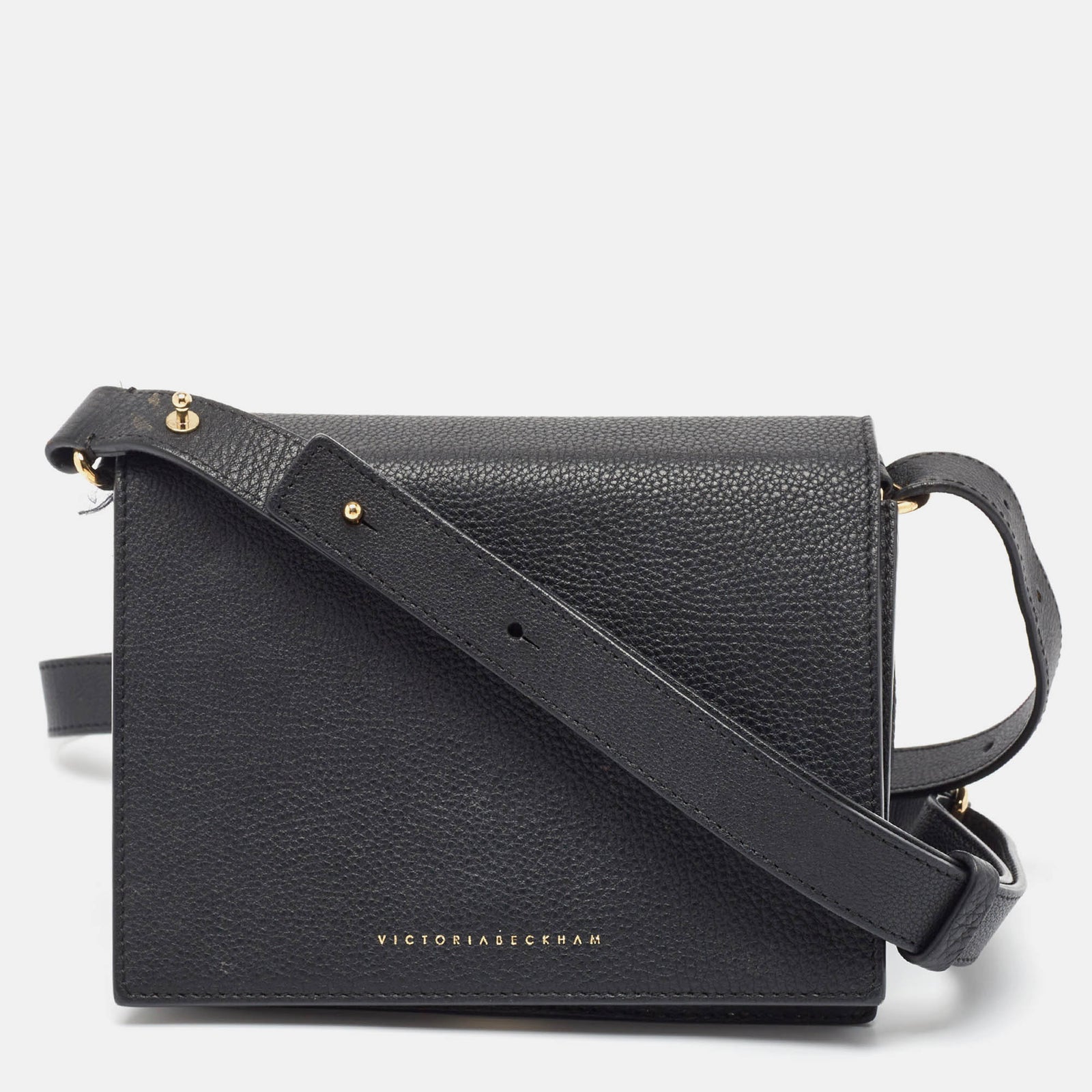 Victoria Beckham Black Leather Vanity Crossbody Bag