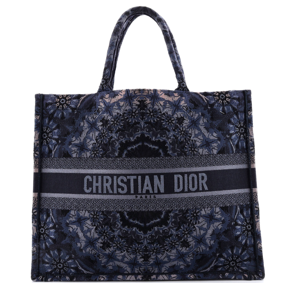 Christian Dior Book Tote Embroidered Canvas Large