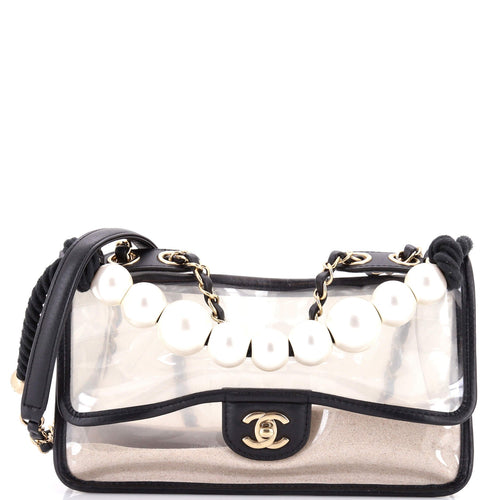 CHANEL Sand By The Sea Pearl Flap Bag PVC with Lambskin Medium