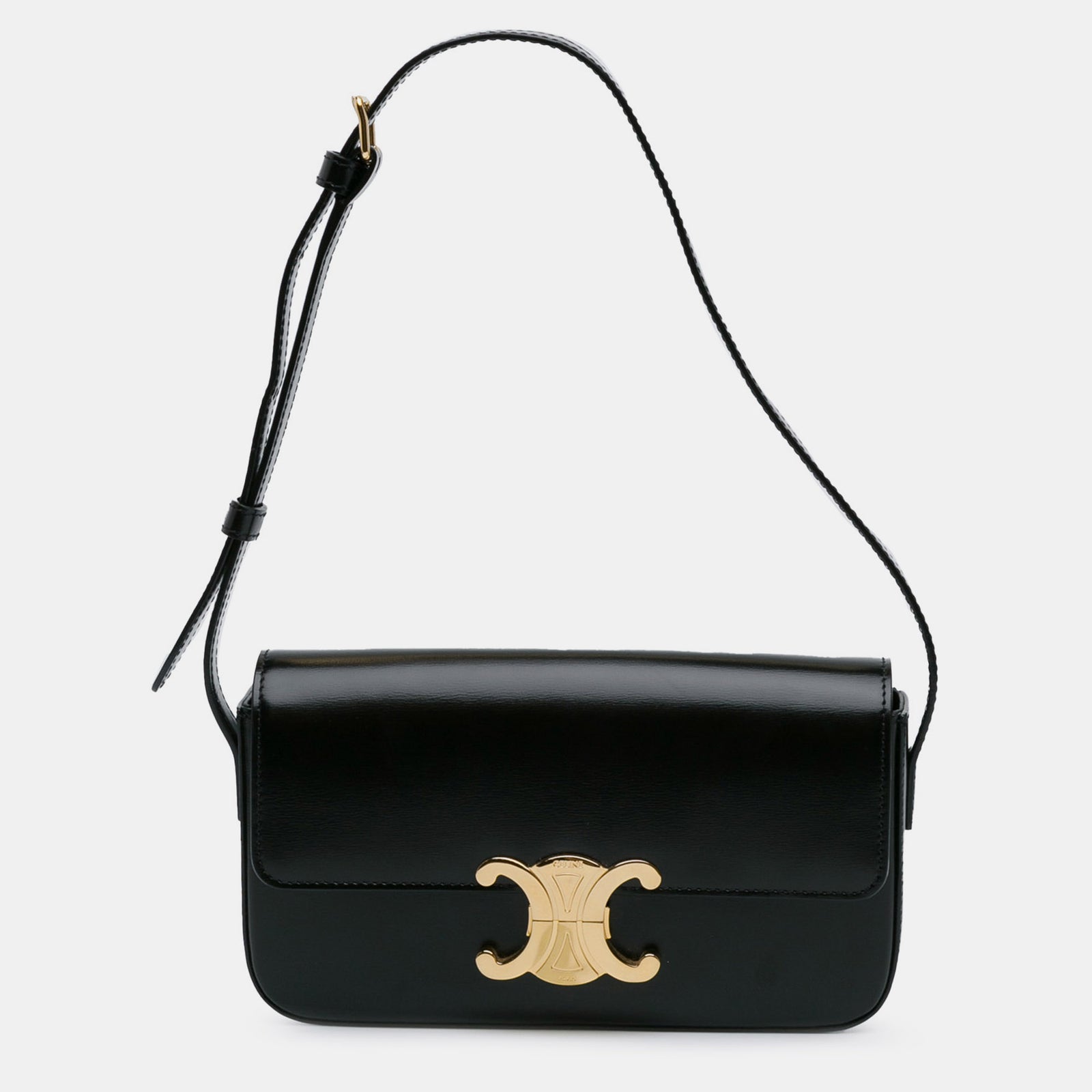 Celine Black Leather Teen Triomphe Shoulder Bag