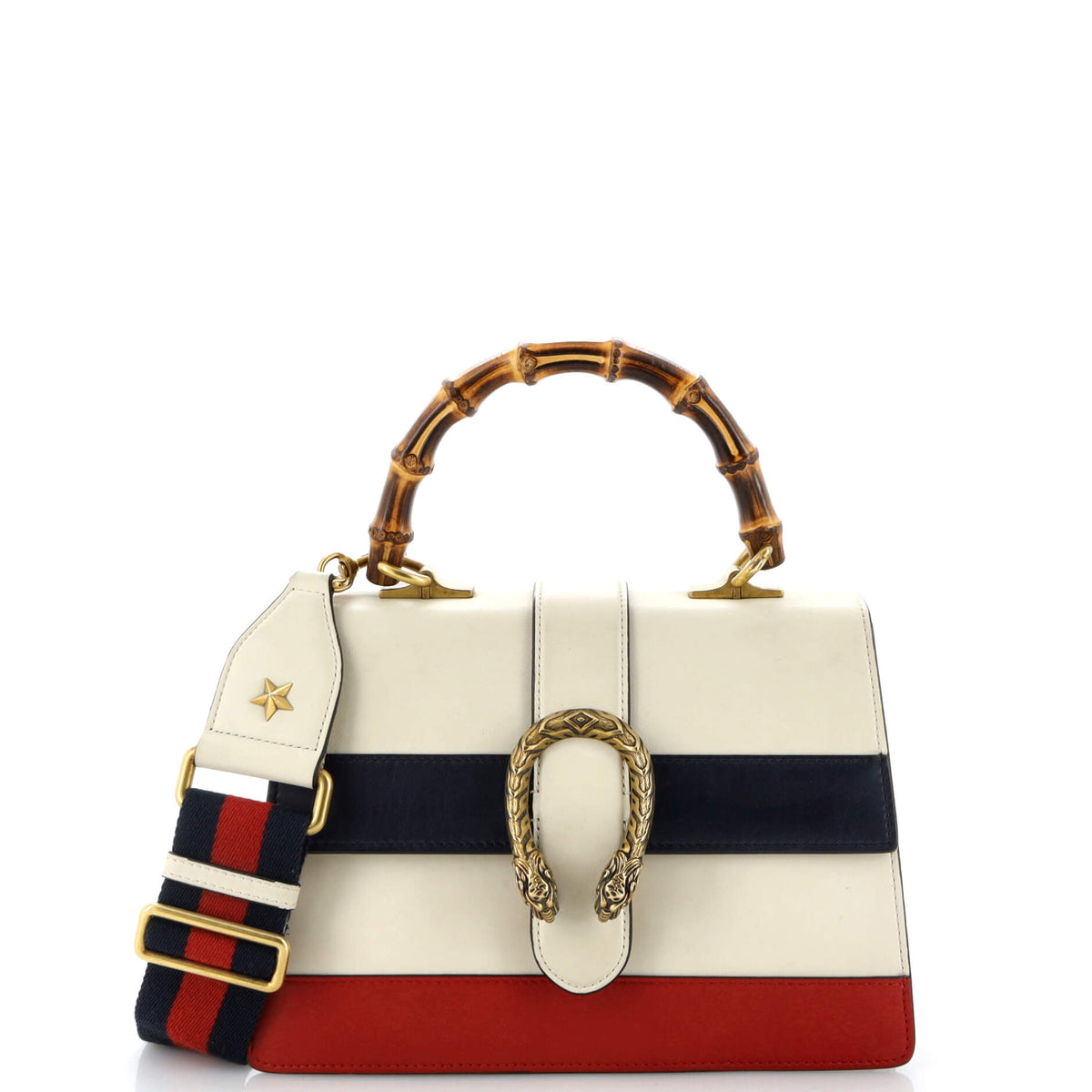 Gucci GUCCI Dionysus Bamboo Top Handle Bag Colorblock Leather Medium