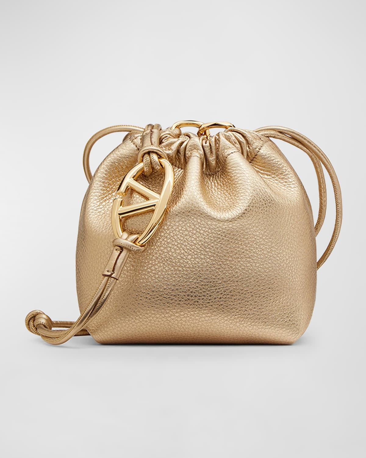 Valentino Mini VLOGO Metallic Bucket Bag