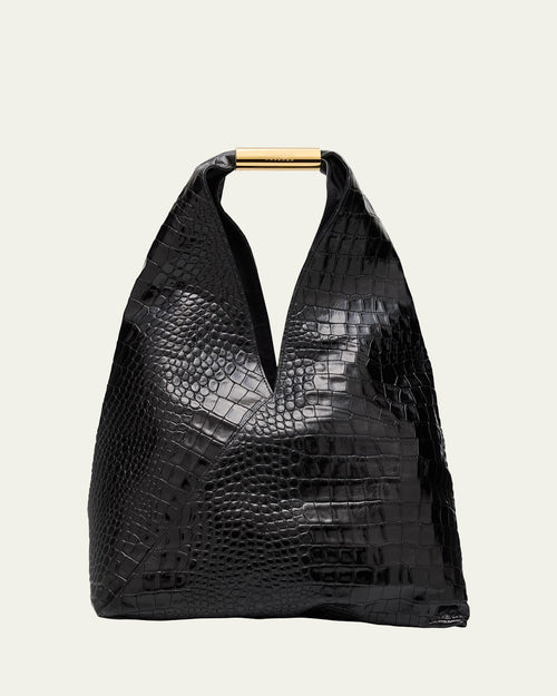 Japanese Croc-Embossed Leather Tote Bag