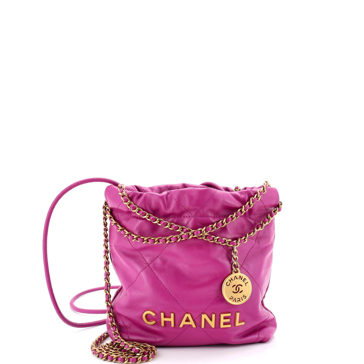 Chanel CHANEL 22 Chain Hobo Quilted Calfskin Mini
