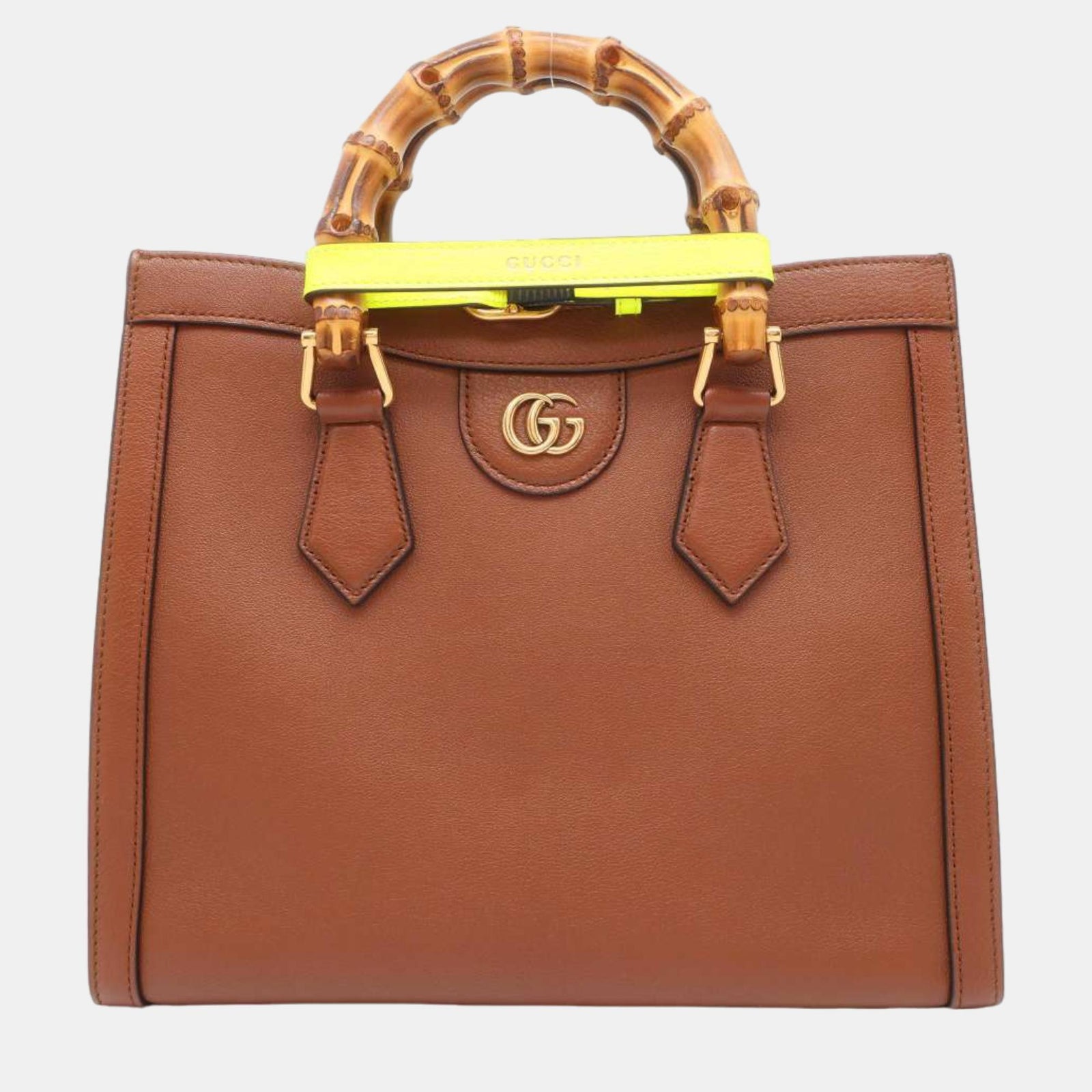 Gucci Petit sac fourre-tout en cuir marron en bambou Diana