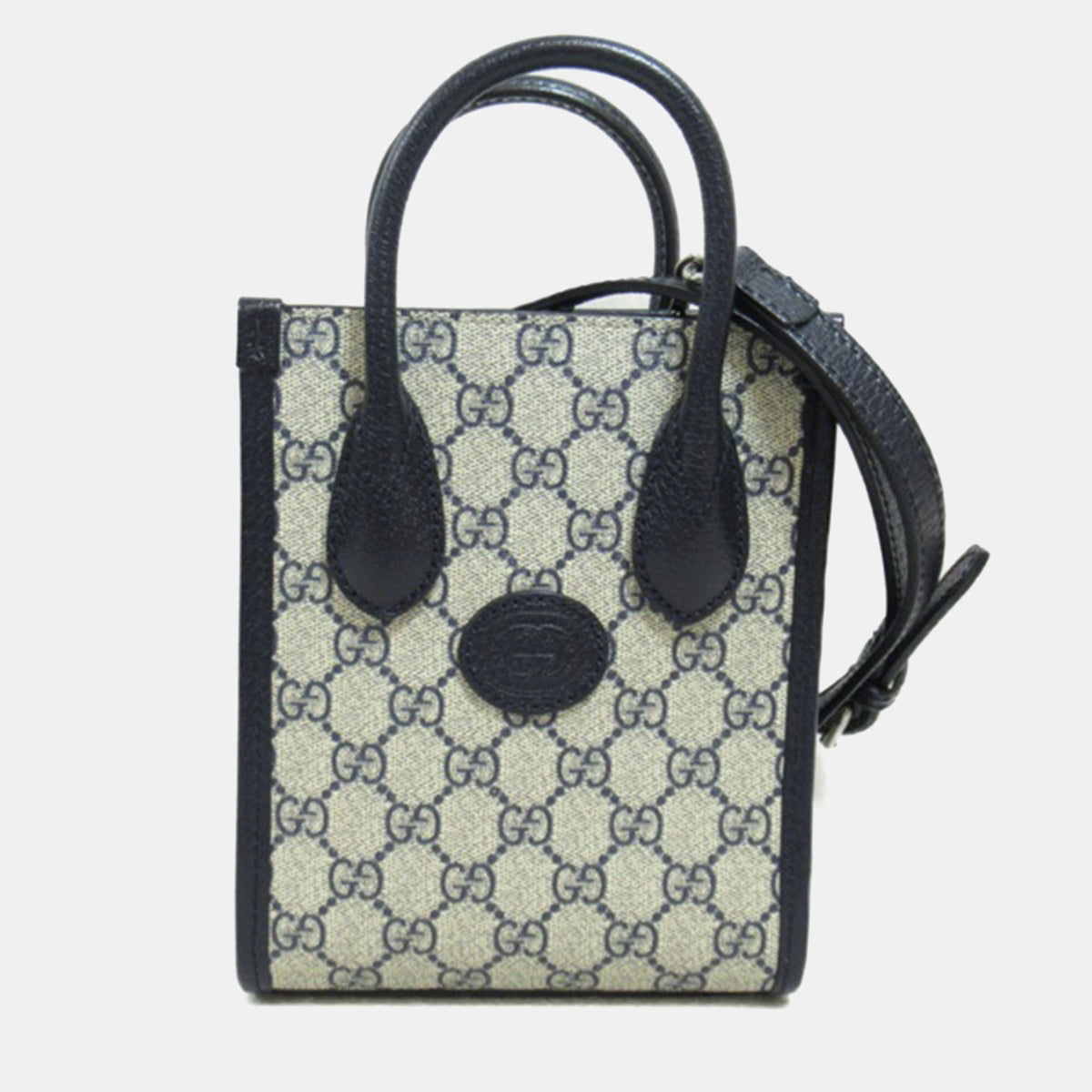 Gucci Blue/Beige Leather Interlocking GG Mini Tote Bag