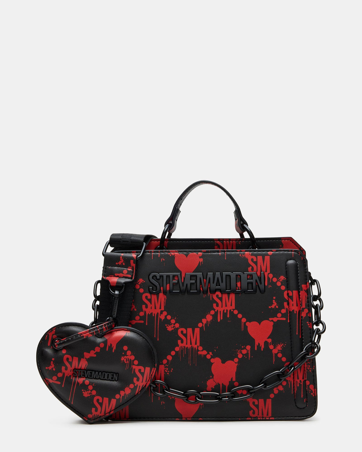 Stevemadden EVELYN BAG DRIPPY HEARTS BLACK/RED