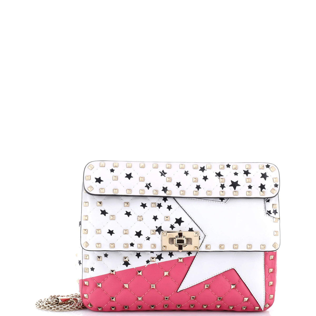 Valentino VALENTINO GARAVANI Rockstud Spike Flap Bag Quilted Leather Medium