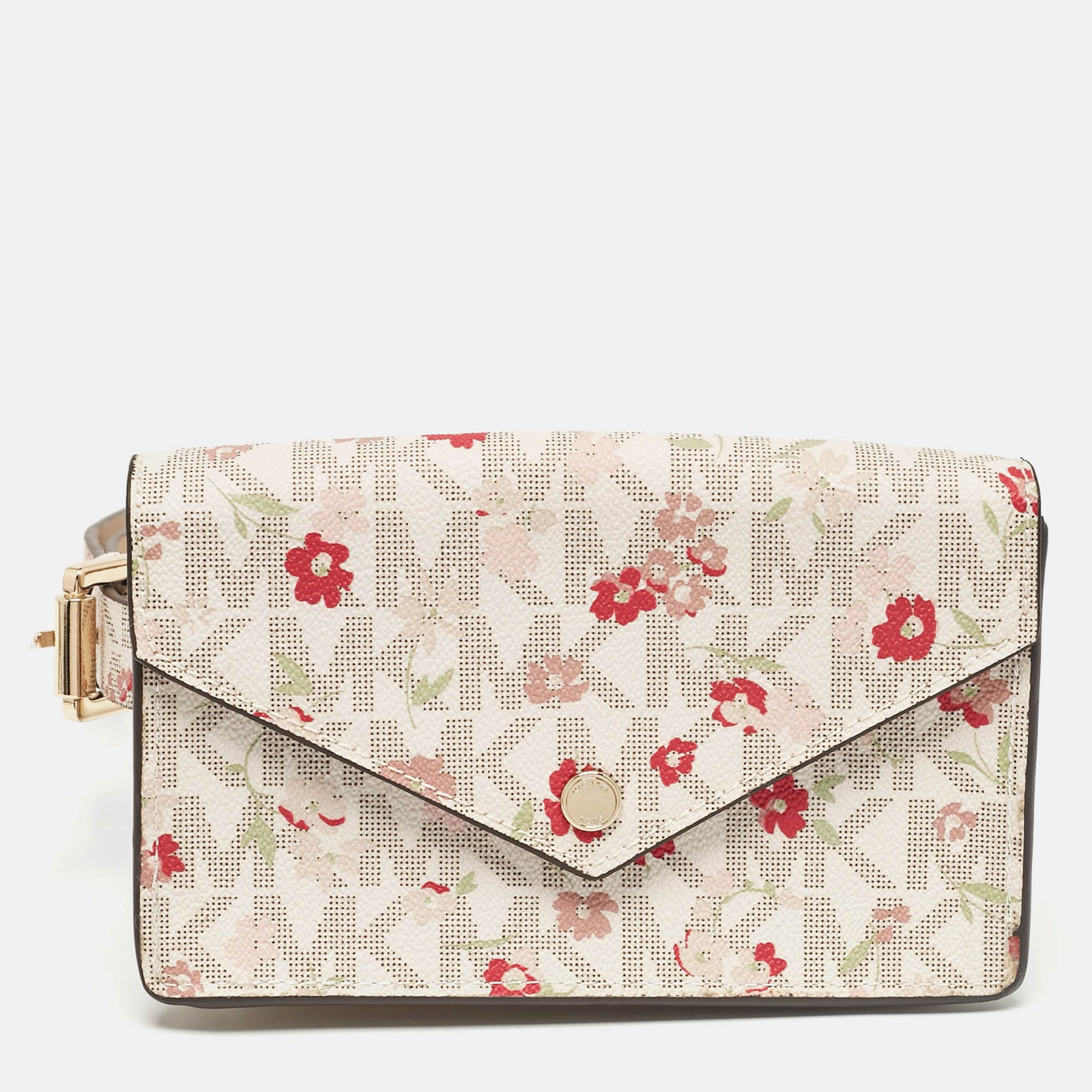 Michael Kors Multicolor Signature Floral Coated Canvas Envelope Belt Bag