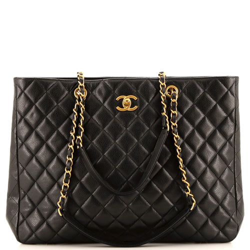 CHANEL Classic CC Shopping Tote Quilted Caviar Large