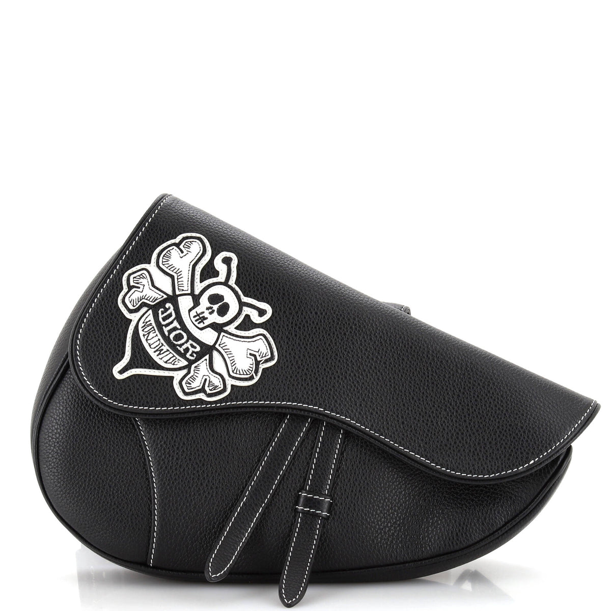 Christian Dior Shawn Stussy Saddle Crossbody Bag Leather with Applique