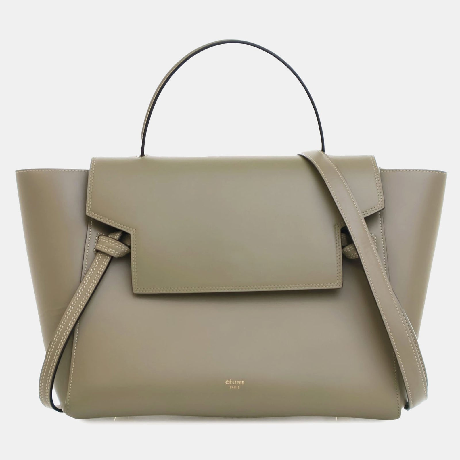 Celine Olive Green Tone Mini Belt Satchel Bag