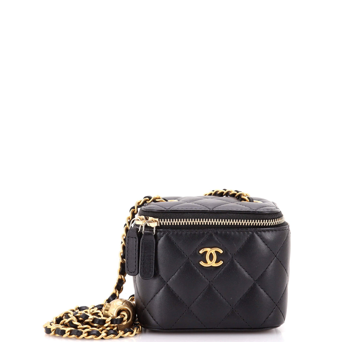 Chanel CHANEL Pearl Crush Vanity Case with Chain Quilted Lambskin Mini
