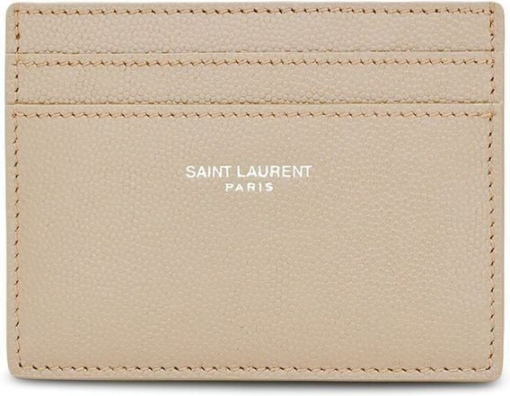 Saint Laurent Men's Crocodile Embosed Logo Print Card Holder in Sea Salt | 375946BTY0E9607