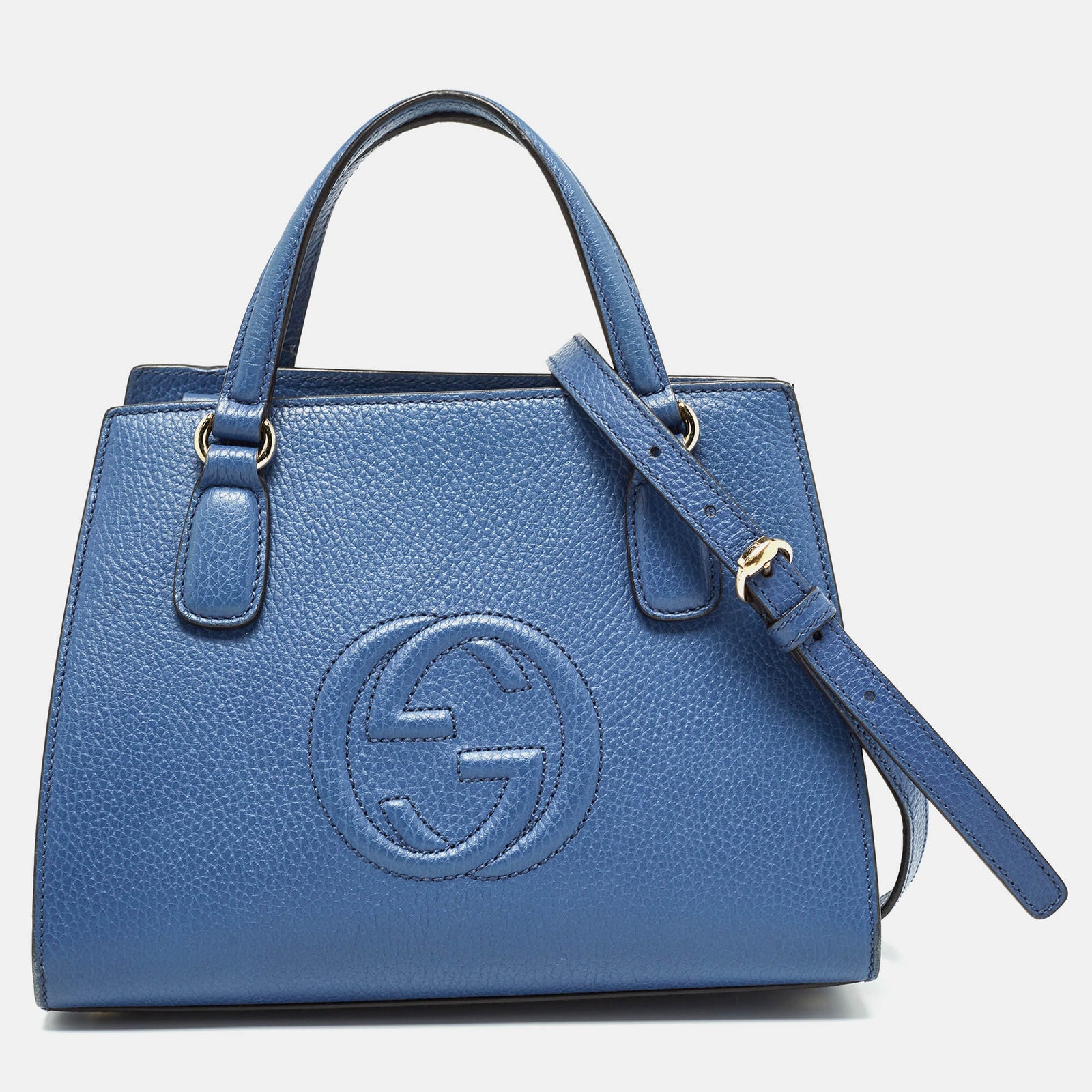 Gucci Sac à main Soho en cuir bleu