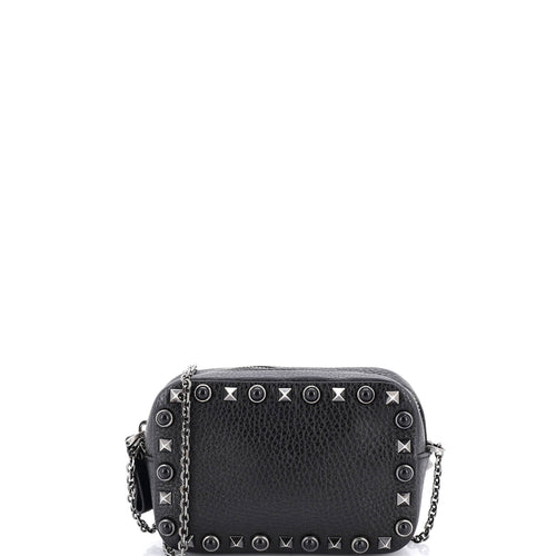 VALENTINO GARAVANI Rolling Rockstud Camera Crossbody Bag Leather with Cabochons