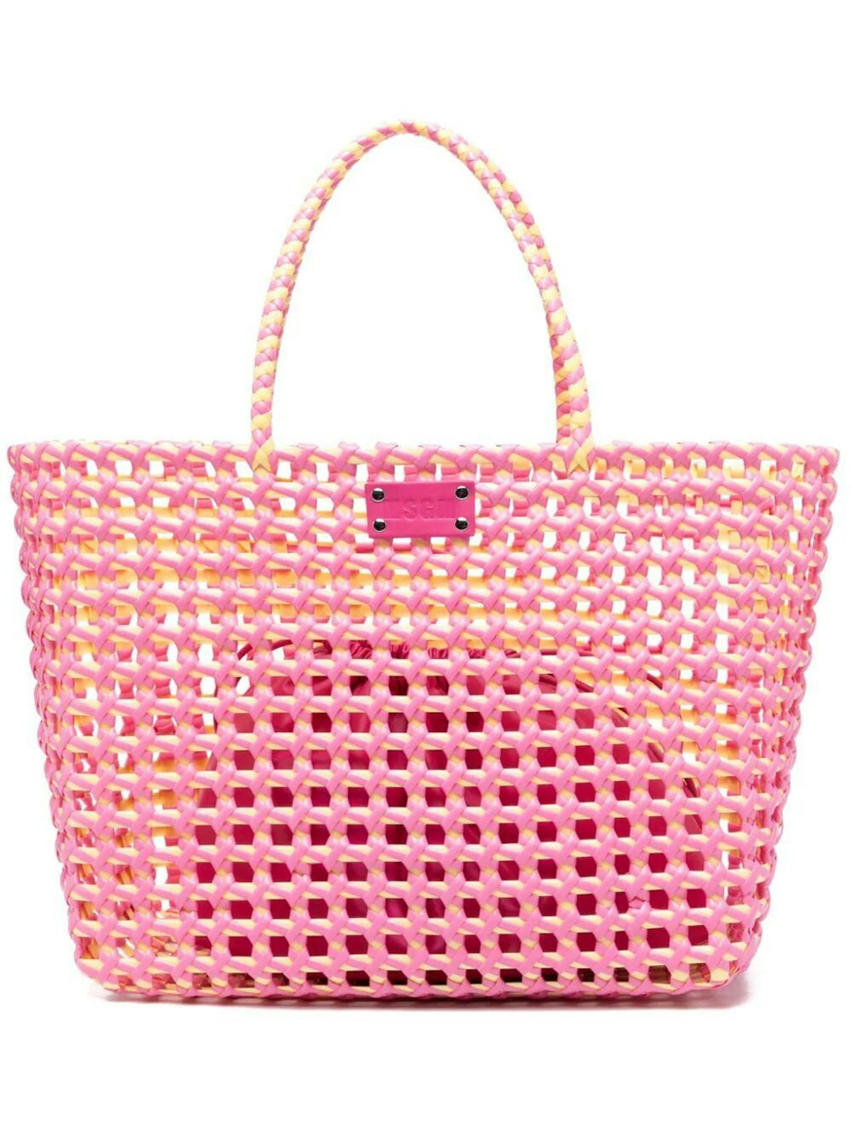 Msgm Women's Logo Patch Interwoven Tote Bag in Pink & Purple | Size UNICA | 3641MDZ48632