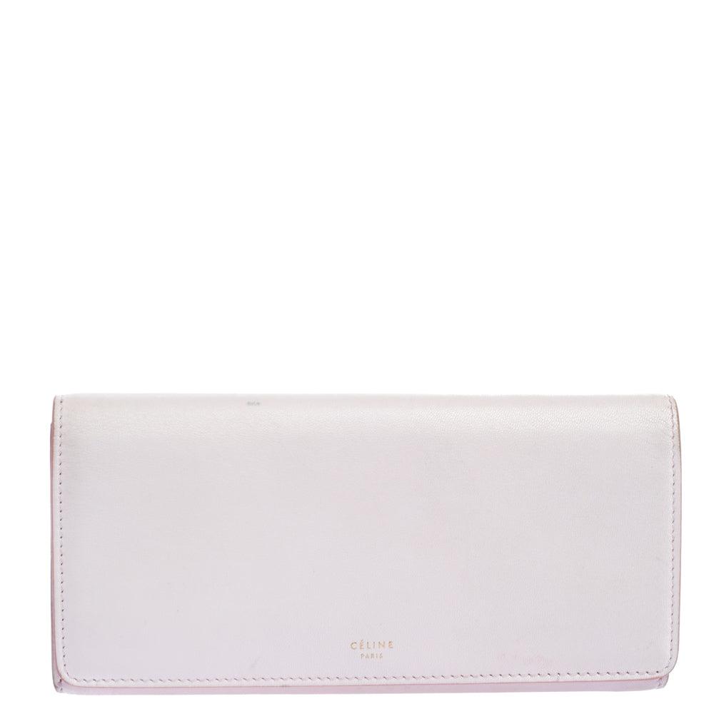 Celine Pink Leather Flap Continental Wallet