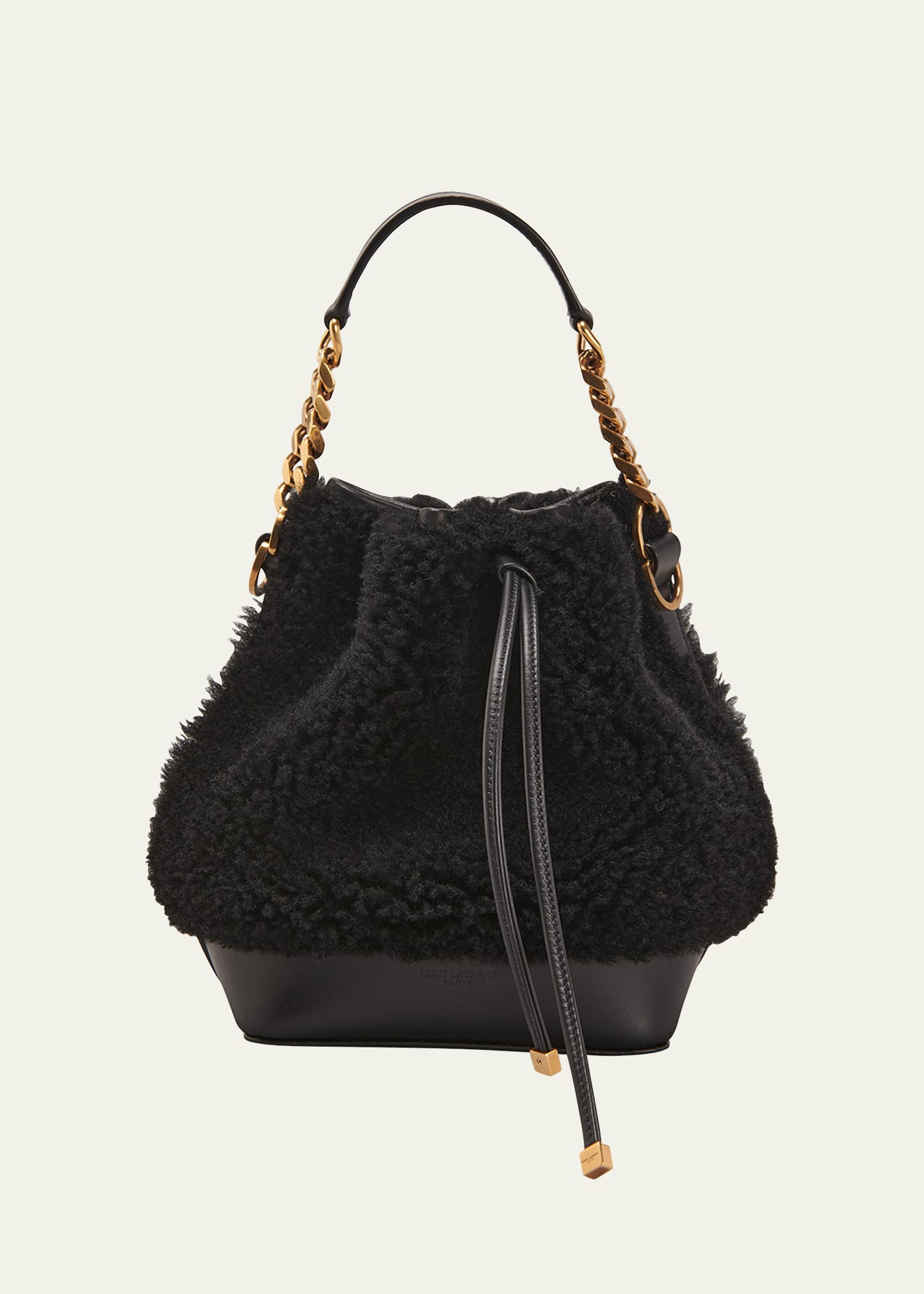 Saint Laurent Small Bucket Bag in Shearling and Leather