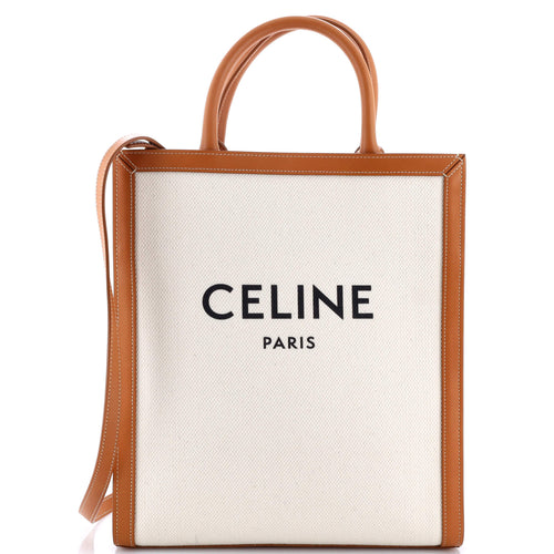 CELINE Vertical Cabas Tote Canvas with Leather Small
