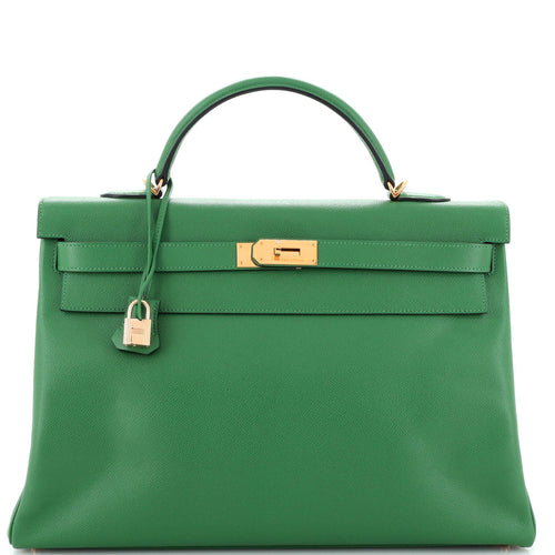 Kelly Handbag Vert Bengale Epsom with Gold Hardware 40