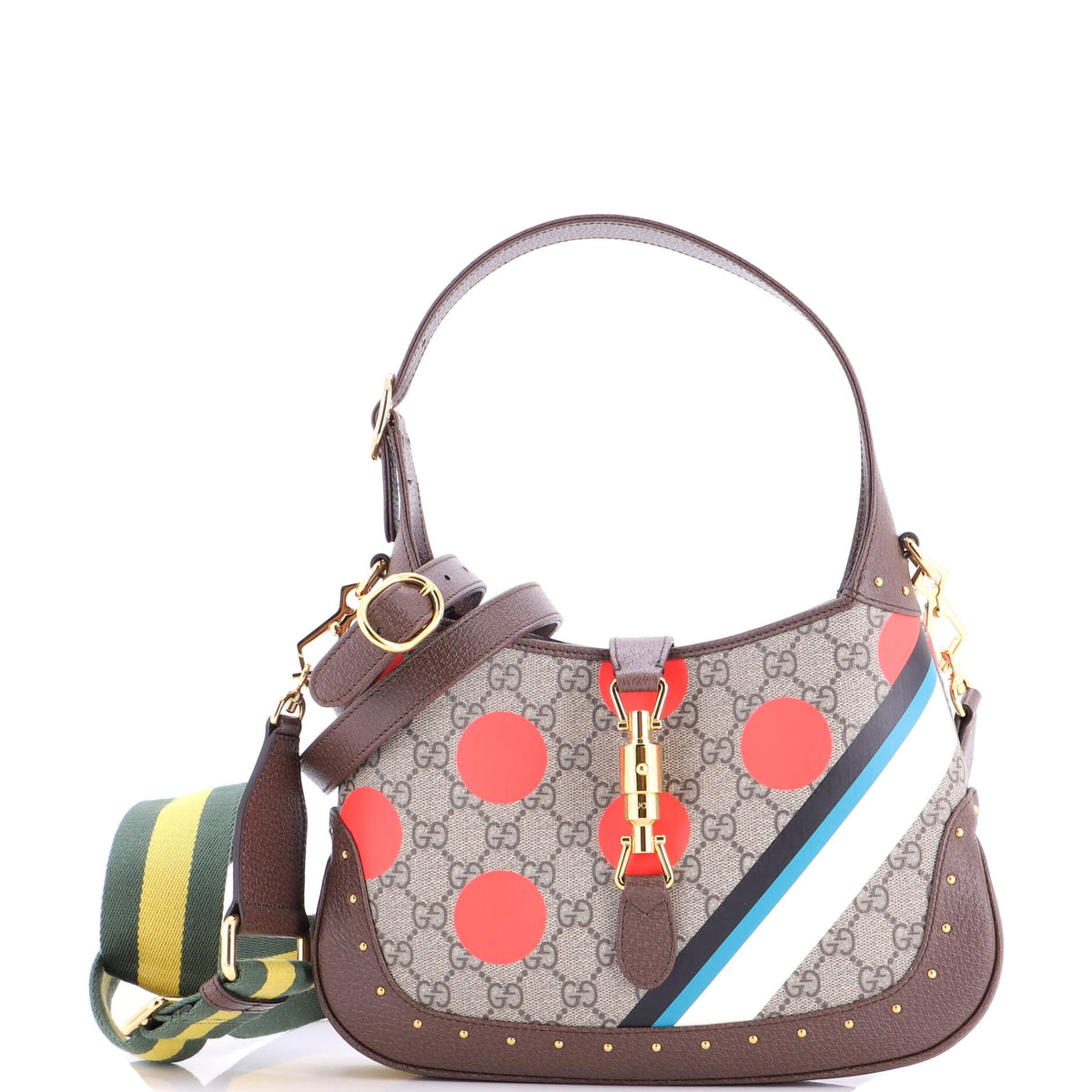 Gucci GUCCI Jackie 1961 Hobo Studded Printed GG Coated Canvas Small