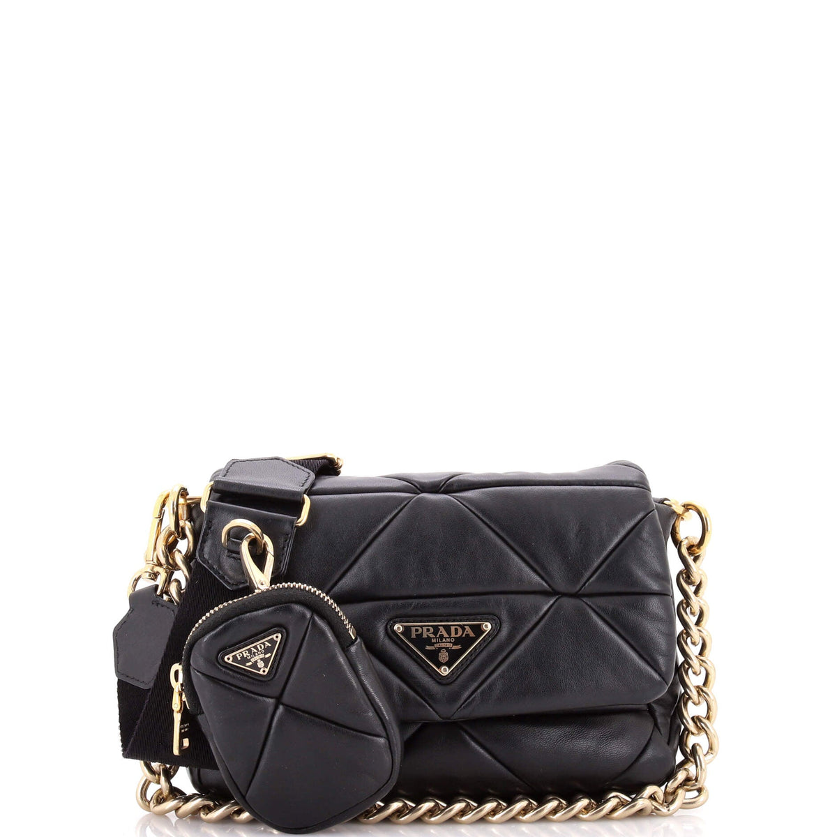 Prada PRADA System Flap Shoulder Bag Quilted Nappa Leather Small